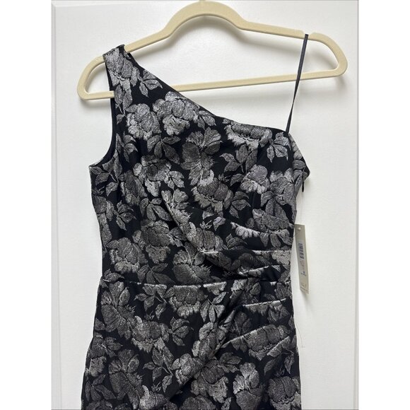Eliza J Womens Size 2 Black One-Shoulder Jacquard Formal Gown Cocktail Dress NWT - Picture 3 of 9